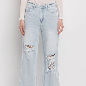 VERVET BY FLYING MONKEY Light Wash Distressed Flare Jeans